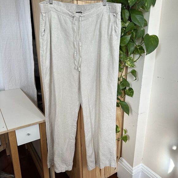 Vince Camuto Linen High Rise Wide Leg‎ Pants Plus 2X Drawstring Elastic Waist - Picture 1 of 8